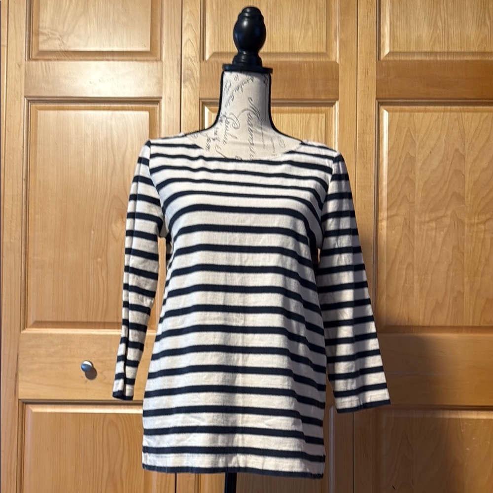 J Crew Striped Navy and Cream Women's Top